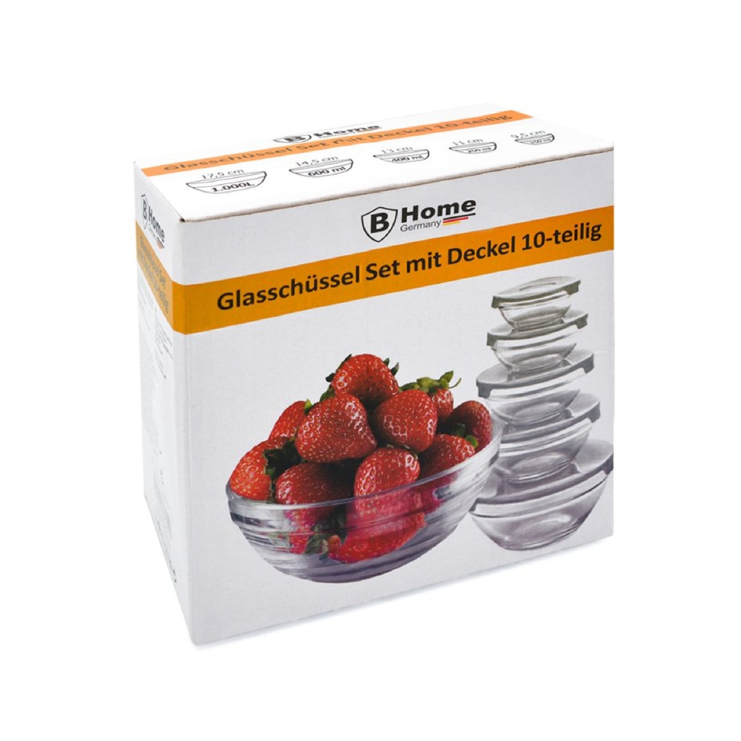 Glasschüssel Vorratsbehälter mit Deckel - 10-teilig