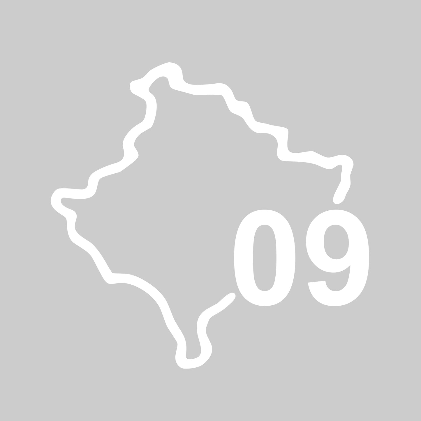 Kosovo Umriss mit Zahl 15x15 cm Aufkleber Sticker