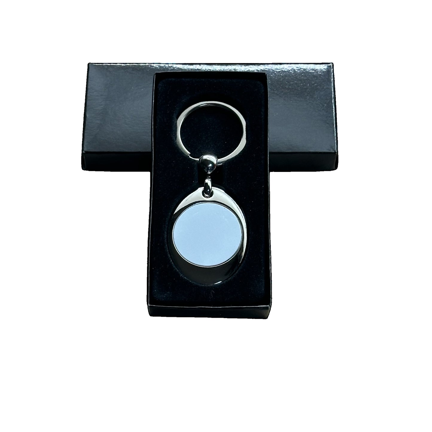 Metall Schlüsselanhänger Oval mit Einkaufswagenchip sehr Edel einseitiger Vertiefung für ihr Wunschfoto Personalisierbar mit Foto oder Logo