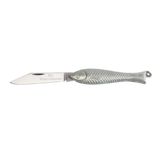 Klappmesser in Fischform Mit Namens Gravur  Mikov 130-NZn-1 RYBIKA